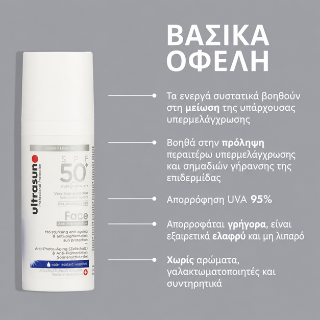 Ultrasun Face Anti-Pigmentation SPF50+ Ενυδατική Κρέμα Κατά των Δυσχρωμιών