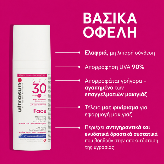 Ultrasun Face SPF30+ Ημερήσια Ενυδατική Κρέμα 50 ml